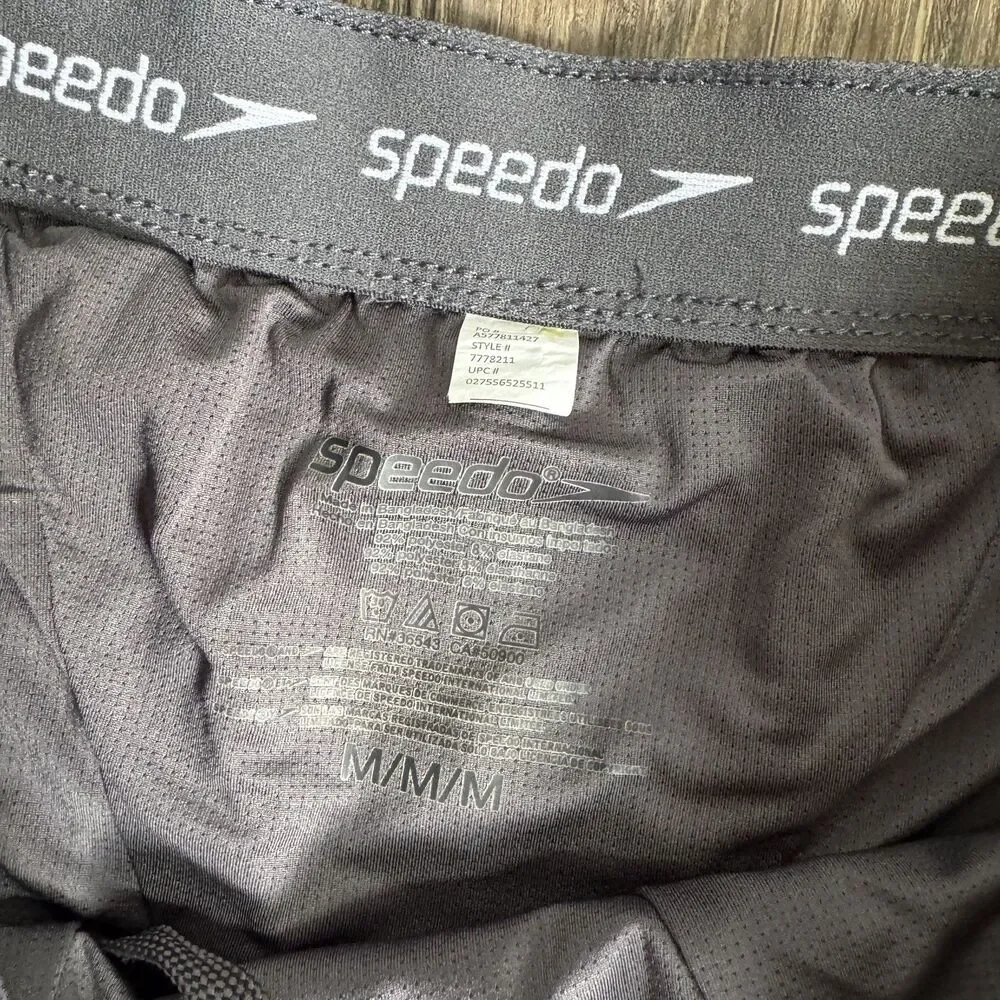 Speedo Mens M Black Gray Hybrid Swim Trunk Board Shorts 7778211